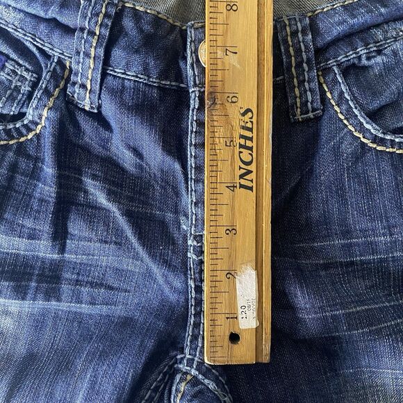 ADIKTD Jeans Low Rise Stretch Distressed Rhinestone Denim Womens 8 30 30x32 Blue - Picture 5 of 10